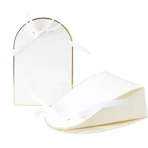 RueDeLaFete 8 BOITES CARTON CHIC BLANC BORD OR 12X8X4CM Blanc pas cher