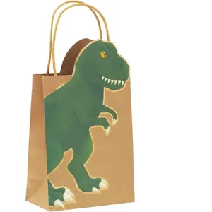 RueDeLaFete 4 SACS CADEAUX PAPIER DINOSAURE 28X8X15CM NATURE  Beige, Ivoire, Crème, Écru, Naturel, Taupe pas cher