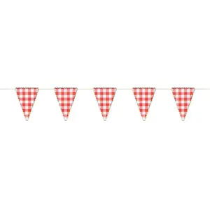 RueDeLaFete Guirlande modele fanion vichy guinguette party - 3 m - Rouge pas cher