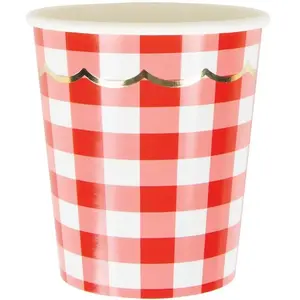 Comparateur de prix : Sachet de 8 Gobelets festonnées vichy rouge et blanc