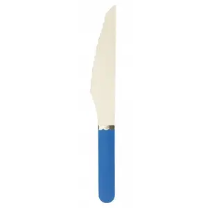 RueDeLaFete Sachet de 8 couteaux en bois manche bleu pas cher