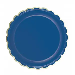 RueDeLaFete Sachet de 8 assiettes festonnées Bleu pas cher
