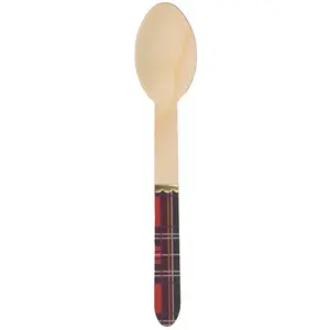 RueDeLaFete Sachet de 8 petites cuillères en bois tartan pas cher