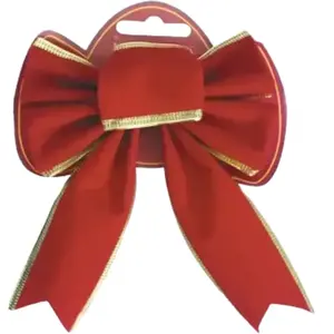 RueDeLaFete Noeud Velours rouge et or, 10x11cm taille S pas cher