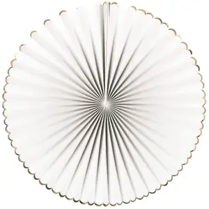 RueDeLaFete Set de 3 éventails, blanc et or pas cher