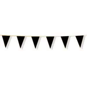 Guirlande à fanions noirs et or 3 m x 15 cm - Noir pas cher