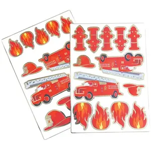 RueDeLaFete Lot 2 Planches de 25 stickers Pompiers pas cher