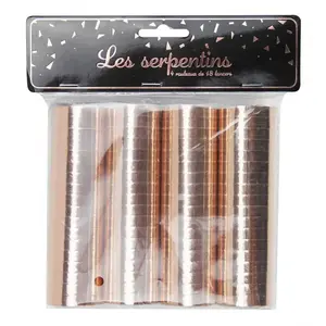 RueDeLaFete Sachet de 4 rouleaux de serpentins Rose gold pas cher