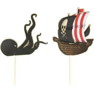 RueDeLaFete Sachet de 6 pics à Gateau cake topper Pirate pas cher