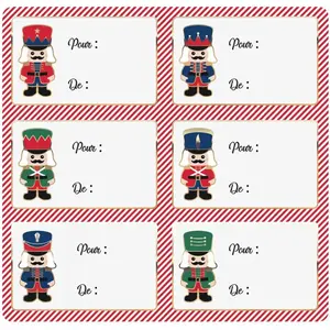 Sachet de 12 étiquettes cadeau de Noël adhésives motif Casse Noisette