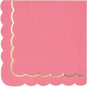 RueDeLaFete Sachet de 16 serviettes festonnées Rose néon pas cher