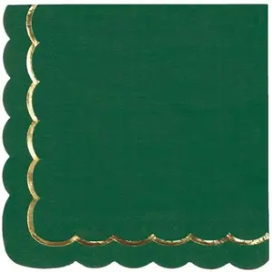 RueDeLaFete 16 SERVIETTES DE TABLE JETABLE PAPIER FESTON LIGNE OR 33CM VERT Vert pas cher