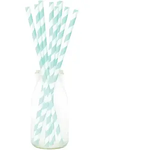 Sachet de 10 pailles rayées blanc et vert mentheVendu parruedelafete