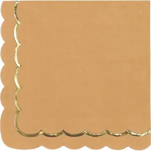 Comparateur de prix : Sachet de 16 serviettes en papier Kraft et Or 33x33 cm FETE-913KRAS
