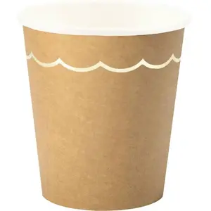 TIM & PUCE FACTORY - 8 GOBELETS Carton LISERÉ Or 20CL Kraft pas cher