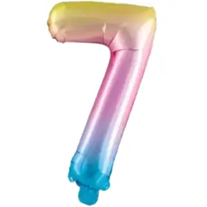 RueDeLaFete Ballon mylar 36 cm CHIFFRE 7, Irisé pastel pas cher