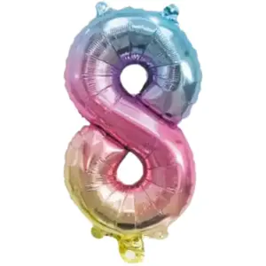 RueDeLaFete Ballon mylar 36 cm CHIFFRE 8, Irisé pastel pas cher