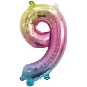 RueDeLaFete Ballon mylar 36 cm CHIFFRE 9, Irisé pastel pas cher