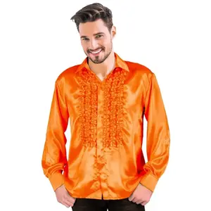 Chemise disco satin Orange, adulte XL FETE-8653186XL