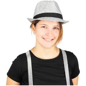 RueDeLaFete Chapeau borsalino shiny argent pas cher