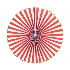 RueDeLaFete Set de 3 éventails, Rouge et blanc pas cher