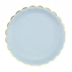 RueDeLaFete 8 ASSIETTES CARTON FESTON LISERÉ OR 23CM BLEU- VAISSELLE DE FÊTE Bleu pas cher