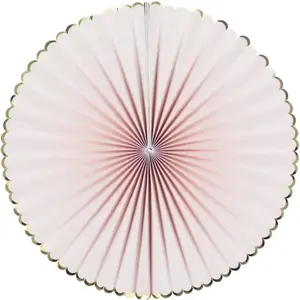 RueDeLaFete Set de 3 éventails, rose pastel et or pas cher