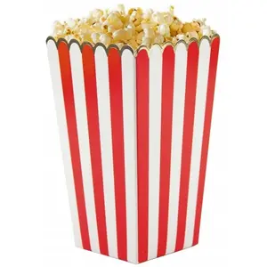 Comparateur de prix : Boite alimentaire modele circus -corn avec rayure - Rouge - Lot de 8