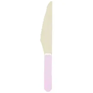 RueDeLaFete Sachet de 8 couteaux en bois manche rose pastel pas cher