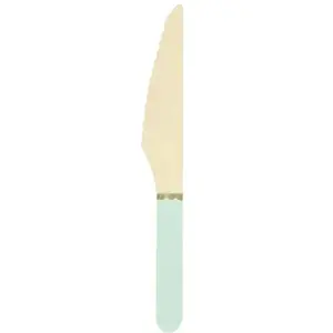 RueDeLaFete Sachet de 8 couteaux en bois manche vert pastel pas cher