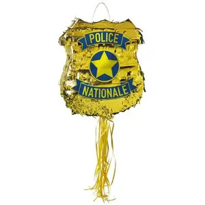RueDeLaFete PINATA Badge Police doré pas cher