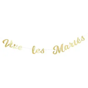Party Pro 913805, Guirlande Vive les Mariés Or 1m80 pas cher