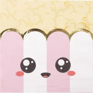 Sachet de 16 Serviettes cornet de pop corn Junk Food, Rose