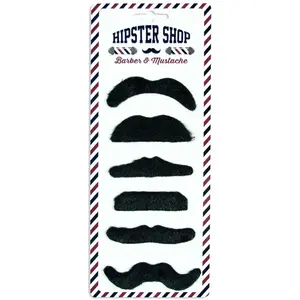 PartyPro Moustache party (Set de 6 moustaches noires) pas cher
