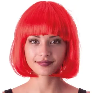 Perruque cabaret rouge néon