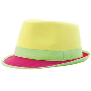 RueDeLaFete Chapeau Trilby Néon, Jaune pas cher