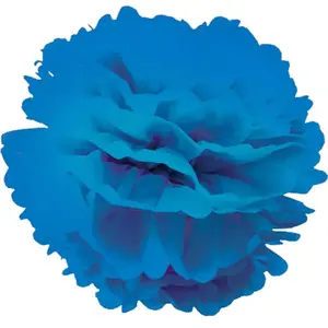 RueDeLaFete Boule Pompon Papier De Soie Bleu nuit 40 cm pas cher