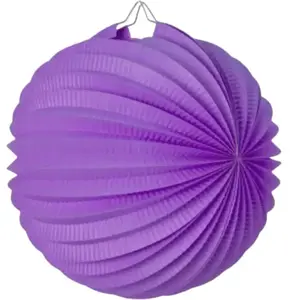 Lampion boule de papier rond violet 20cm pas cher
