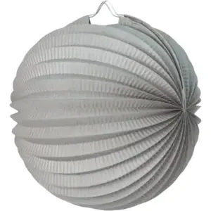 RueDeLaFete Lampion rond Gris 20 cm pas cher