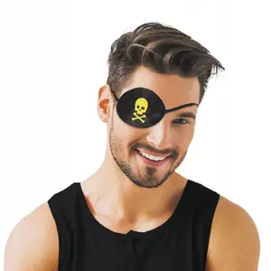 Comparateur de prix : Cache-oeil pirate tissu satiné noir/or, adulte FETE-86227