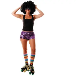 RueDeLaFete Mini short disco violet, adulte pas cher