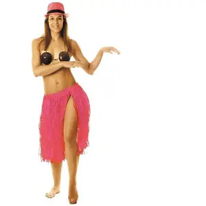 Comparateur de prix : Jupe longue hawaïenne en raphia rose - PARTY PRO - 60 cm