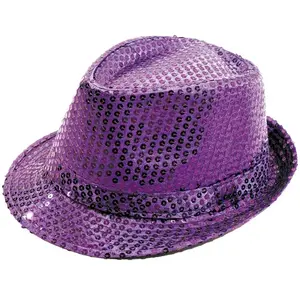 Generique - Chapeau Borsalino pailletté Violet Adulte pas cher