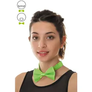 RueDeLaFete Noeud papillon vert fluo adulte FETE-3339