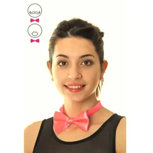 RueDeLaFete Noeud papillon rose fluo adulte pas cher
