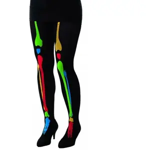 RueDeLaFete Collants Squelette Fluo colorés pas cher