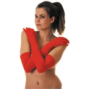 RueDeLaFete Gants longs 56 cm rouges, adulte pas cher