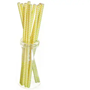 Sachet de 10 pailles jaunes à chevrons blancsVendu parruedelafete