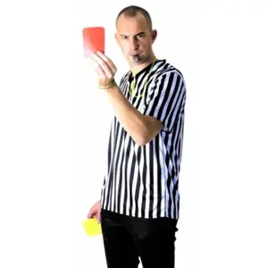 RueDeLaFete Tee Shirt Arbitre - Non spécifié - T.M/L - Rayé Noir et Blanc - Inclus 1 Rouge et 1 Jaune - Mixte pas cher