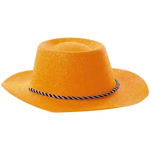 RueDeLaFete Chapeau cowboy paillette orange pas cher